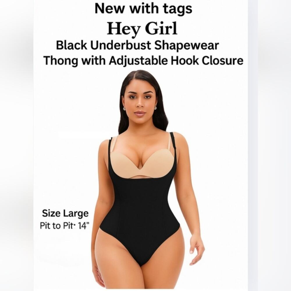 NWT Black Underbust Shaping Thong Bodysuit – Size Large (Hey Girl)